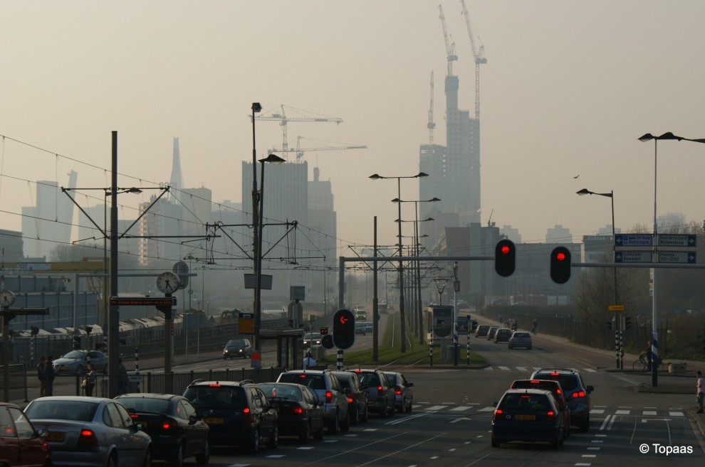 Skyline Rotterdam vanaf Varkenoordseviaduct